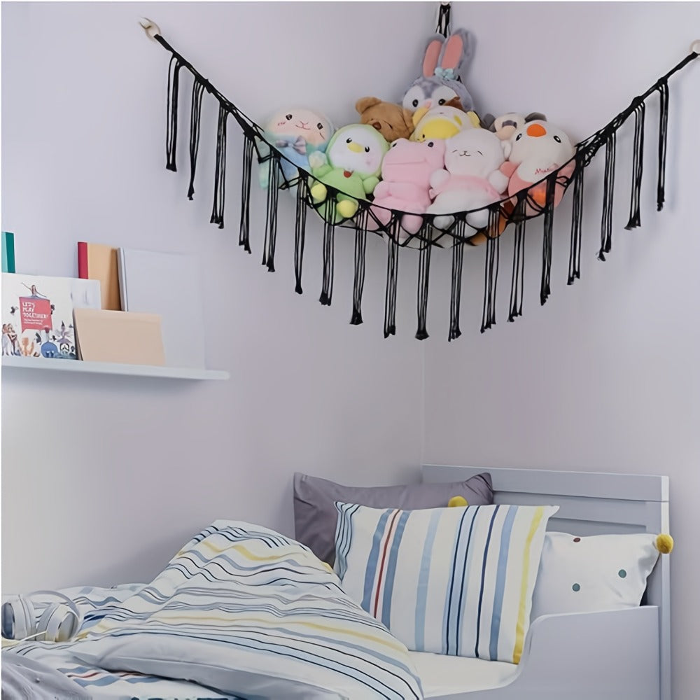 A Large Stuffed Storage Hammock With Lights, Suitable For Storing Unused Stuffed And Indoor Storage, As Well As Small Items For Halloween, Christmas, Easter, And Thanksgiving.