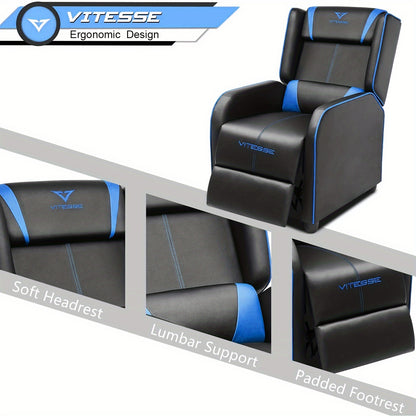 Gaming Recliner Chair Racing Style Single Ergonomic Lounge Sofa Modern Faux Leather Reclining Home Theater Seat For Living Gaming Room