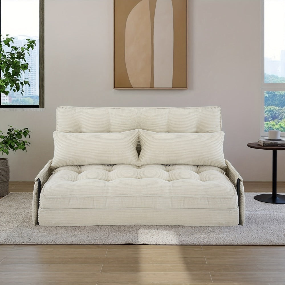 Convertible Sofa Bed with Memory Foam, Foldable Sleeper Chair Corduroy Fabric Metal Frame, Space Saving Sofa for Small Apartment Living Room Bedroom Studio Guest Room