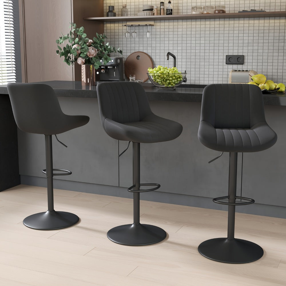 Counter Height Bar Stools Set of 1 2 3 4 Adjustable Swivel Upholstered Barstools with Back & Footrest for Kitchen Counter & Island – 6 Colors