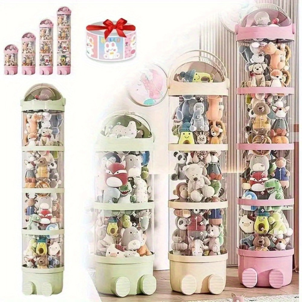 4-layer Transparent Large-capacity Plastic Storage Bucket, A Lovely Home for Plush Zoo.Stylish And Clear Design Keeps All Animal Tidy.Perfect for Decorating Dollhouses, Bedrooms And Living Rooms.An Ideal Gift for Mother's Day.