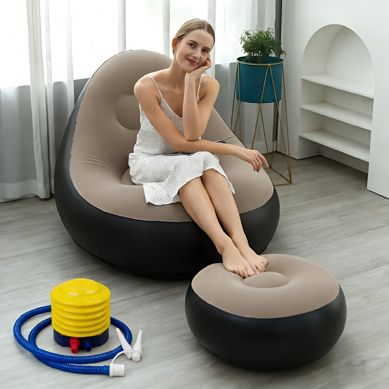 Nflatable Leisure Sofa - Portable Comfortable Lounge Chair, Suitable for Living Room, Office, Outdoor Picnicking and Camping, Foldable Design, Easy to Clean, Perfect for Home Decoration, Multi Functional Seating, Modern Leisure Lounge Chair