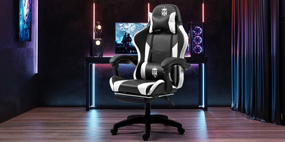 Game Chair With Footrest And Lumbar Support Gaming Chair, Video Chair, Ergonomic Computer Chair Height Adjustable With Swivel Seat And Headrest