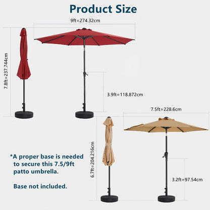 9-Foot Metal Patio Umbrella with Tilt Adjustment and UV Protection detail image - detail view 4