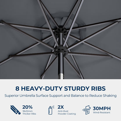 9-Foot Metal Patio Umbrella with Tilt Adjustment, Backyard Sun Shade detail image - detail view 12