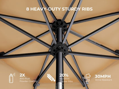 9-Foot Metal Patio Umbrella with Tilt Adjustment, Backyard Sun Shade detail image - detail view 14
