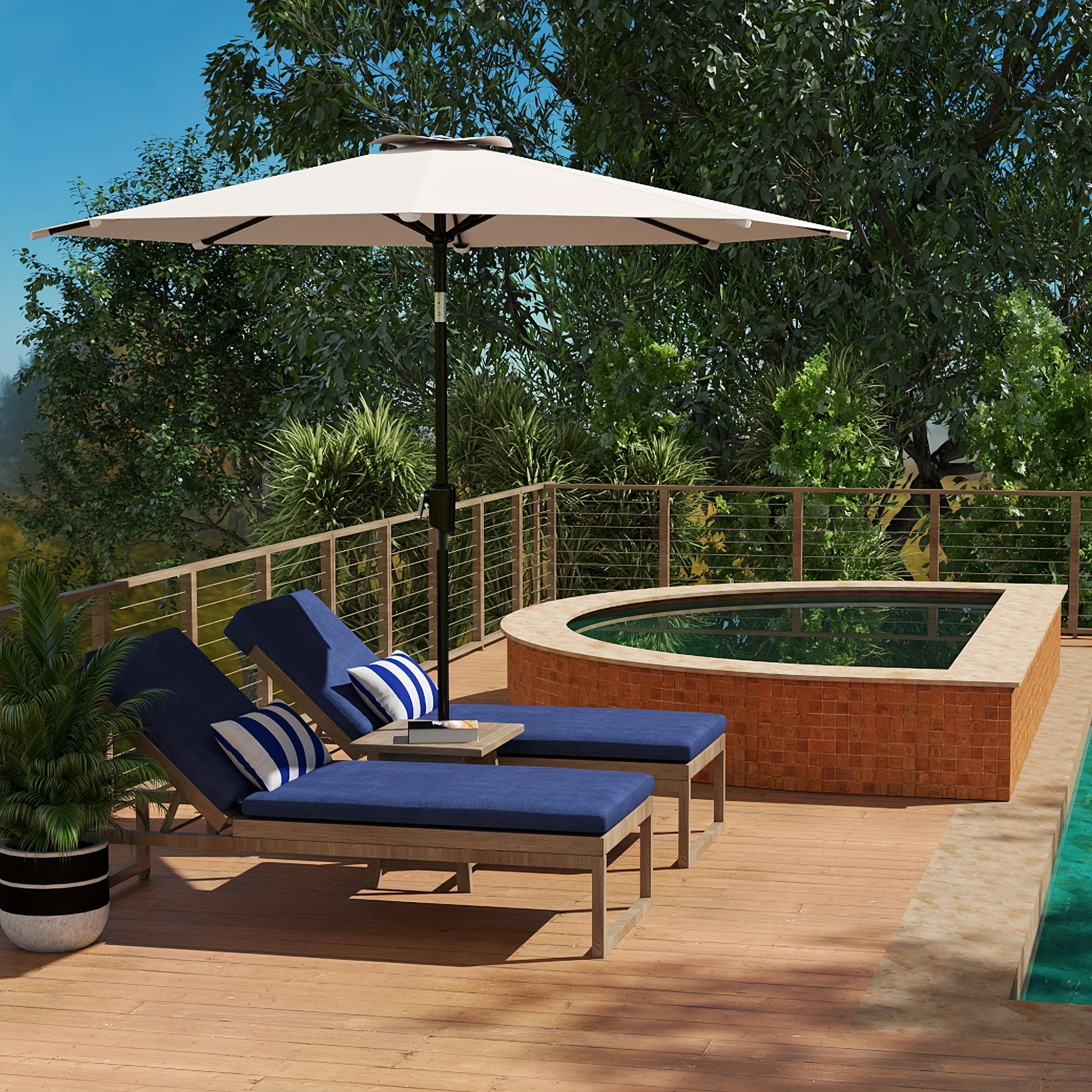 Patio Umbrella shown in the Beige Color, 9FT option