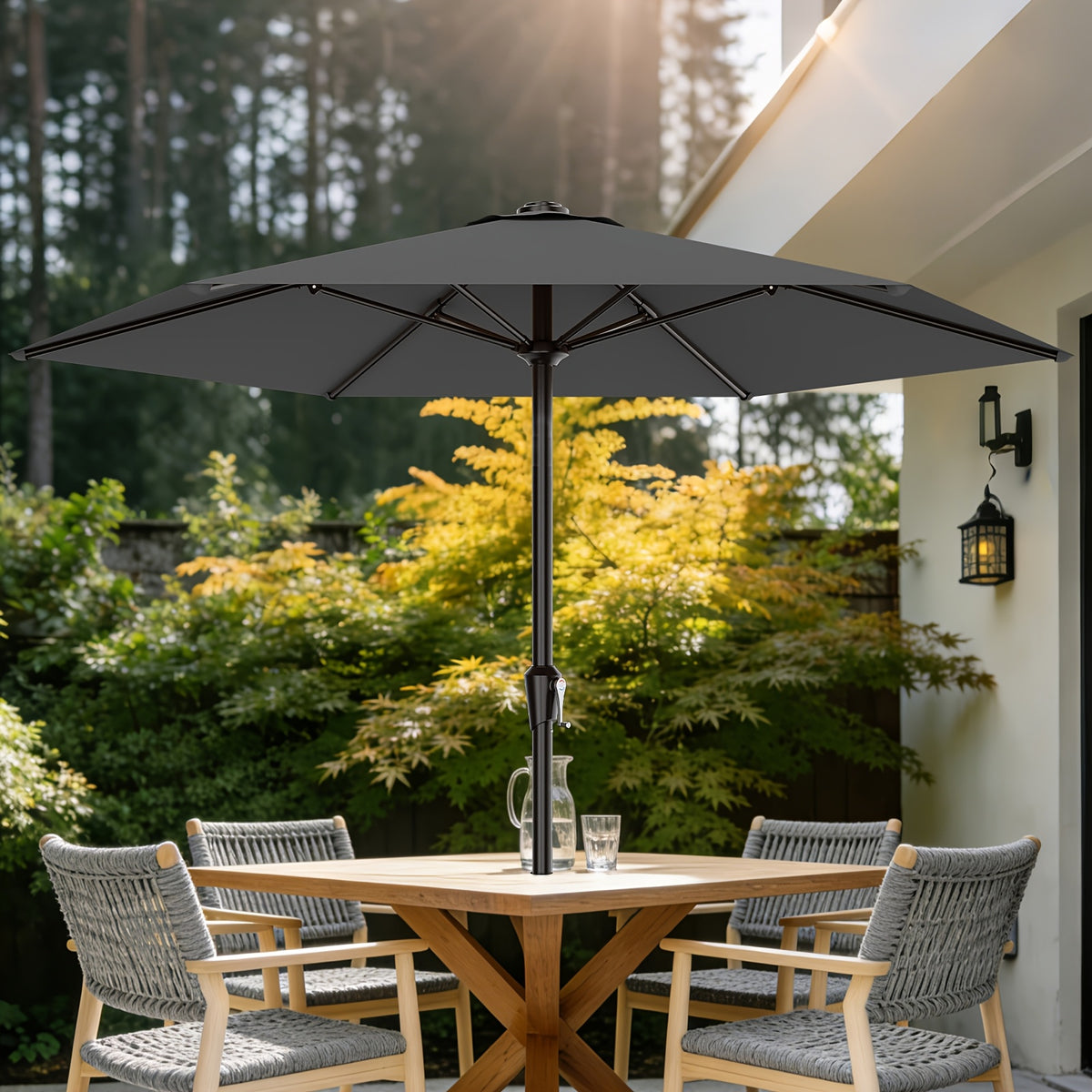 Patio Umbrella shown in the Gray, 9FT option