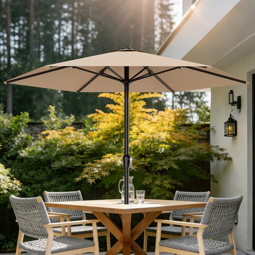 Patio Umbrella, 9ft with Crank 6 Sturdy Ribs UV Protection Windproof Market Table Umbrella shown in the main product view