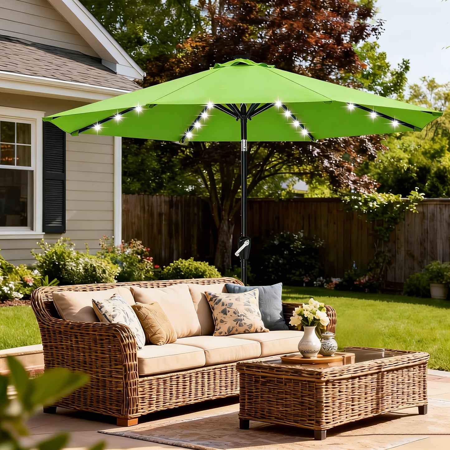 Patio Umbrella shown in the Green Patio Umbrella option
