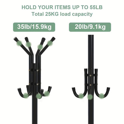 9-Tier Freestanding Coat Rack with Tool-Free Assembly for Entryway detail image - detail view 9
