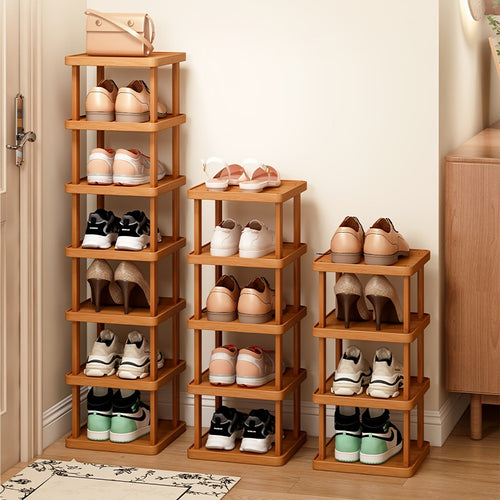 Shoe Rack, Bamboo 3 6 9 Tier Freestanding Wood Grain Shoe Organizer Multi-Layer shown in the main product view