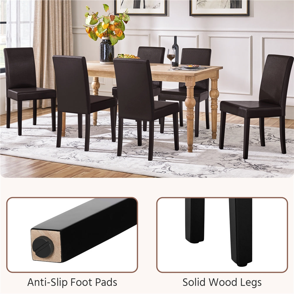 Costoffs Upholstered Dining Chairs Set of 2/4, Padded Leather Side Chairs with High Back & Rubberwood Legs, Modern Kitchen Chairs for Home, Kitchen & Restaurant, Black/White/Gray/Brown