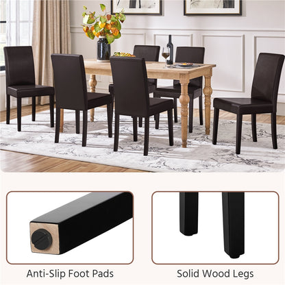 Costoffs Upholstered Dining Chairs Set of 2/4, Padded Leather Side Chairs with High Back & Rubberwood Legs, Modern Kitchen Chairs for Home, Kitchen & Restaurant, Black/White/Gray/Brown