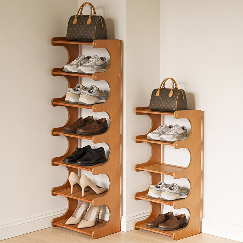 A Luxurious And Easy Shoe Rack with 4 to 8 Layers, Designed for Both Wide And Narrow Spaces. This Multi-Tiered Storage Solution Is Perfect for Homes, Dormitories, And Corners, Making It an Ideal Space-Saving Shoe Cabinet Made of Bamboo