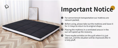 LILYPELLE Japanese Floor Mattress Futon Mattress, Foldable Mattress, Roll Up Mattress Sleeping Tatami Mat Floor Lounger Guest Bed, Easy to Store And Portable for Camping Couch
