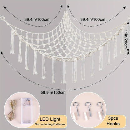 A Large Stuffed Storage Hammock With Lights, Suitable For Storing Unused Stuffed And Indoor Storage, As Well As Small Items For Halloween, Christmas, Easter, And Thanksgiving.