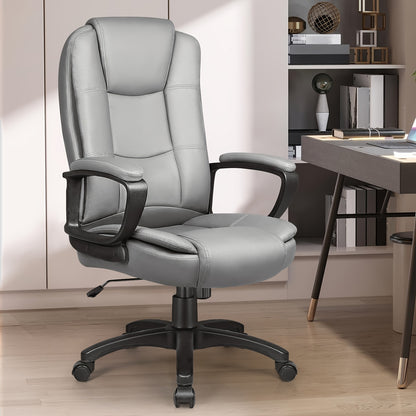 Executive Chair for Home Office, Designed for Larger Individuals Up to 400 Pounds, Featuring a High Back, Cushioned Armrests, And Adjustable Height in Ergonomic PU Leather
