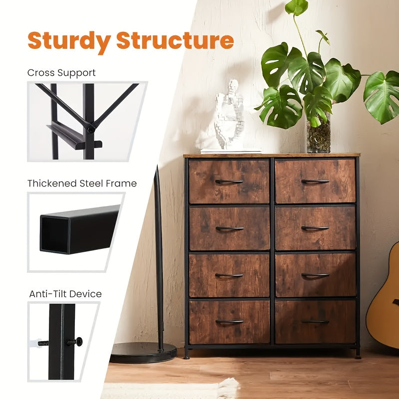 1 Or 2pcs 8-drawer Dresser with Metal Frame, High Feet, Can Be Mounted On The Floor Or Fixed to The Wall, Save Space, Quick Storage, Suitable for Indoor Use, Bedroom Storage