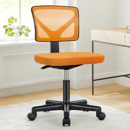 Low Back Mesh Armless Office Chair with Lumbar Support – Swivel Rolling Computer Chair for Home Office, Gaming & Study, Youth, Students & Adults, Black, Pink, Gray, Orange, Yellow