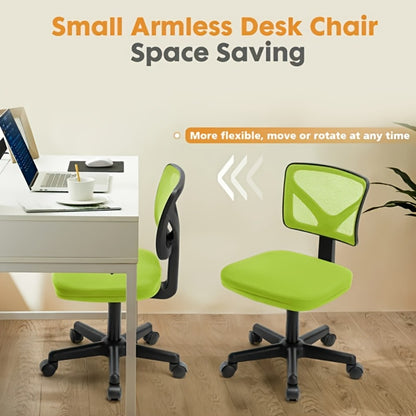 Low Back Mesh Armless Office Chair with Lumbar Support – Swivel Rolling Computer Chair for Home Office, Gaming & Study, Youth, Students & Adults, Black, Pink, Gray, Orange, Yellow
