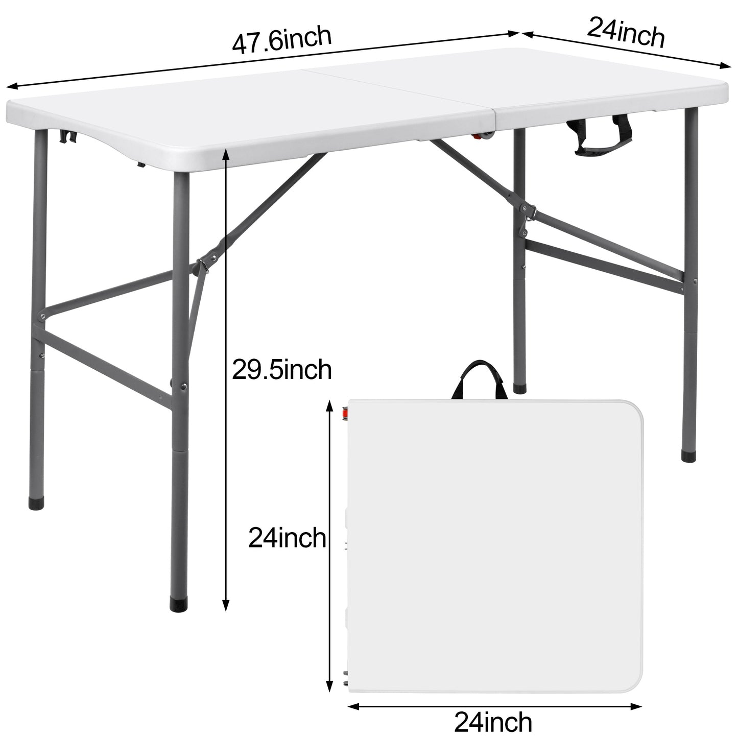 Folding Table, Lightweight Folding Table for Party, Dining, Barbecue, Board Game with Carrying Handle, Folding Locks - Mesas Para Fiestas
