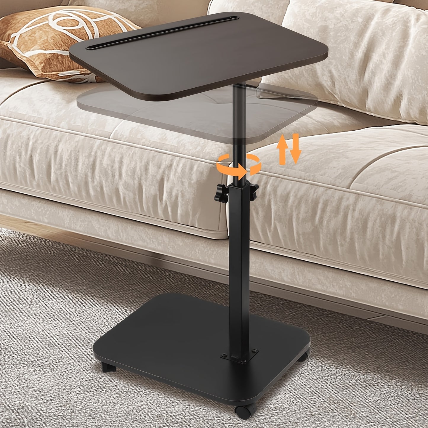 Walnut C-Shaped Tray Table A Mobile And Adjustable Side Table/Folding Table, Suitable for Home Office Desks, Coffee Tables And Bedside Sofas, Perfect As Snack Stand, Laptop Desk for Living Room, Bedroom, Nightstand, Holiday And Christmas Gift