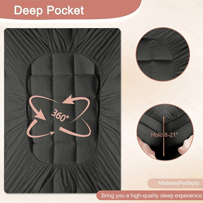 [Non-Slip Machine Washable] Fitted Mattress Protector, Non-Slip And Comfortable, Cozy Bedroom Bedding Accessory, Machine Washable. Top Stretches Up To 8-21 Inches, Deep Pocket Cooling Design