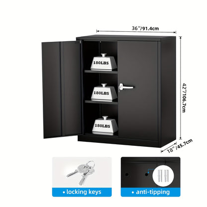 Metal Storage Cabinet, 71''/ 36''H for garage Storage Cabinet With Adjustable Shelves And Lockable Doors, Closet Storage And Organization For Garage, Gym, Home Office, School, Easy To Assemble