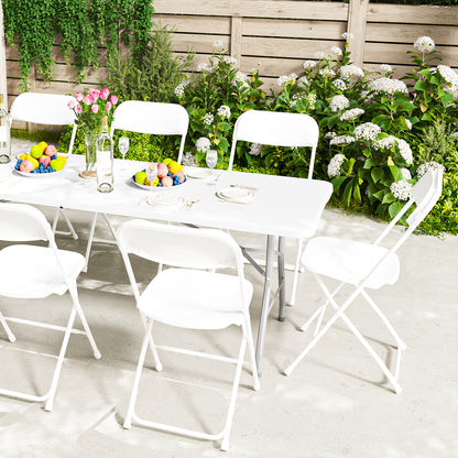 10/24/50 Pack White Folding Chairs – 350 Lbs Weight Capacity Reinforced Plastic Chairs, Steel Reinforced Frame, Commercial Grade Stackable Chairs, Suitable for Indoor And Outdoor, Weddings, Offices, Banquets, Restaurants, Parties