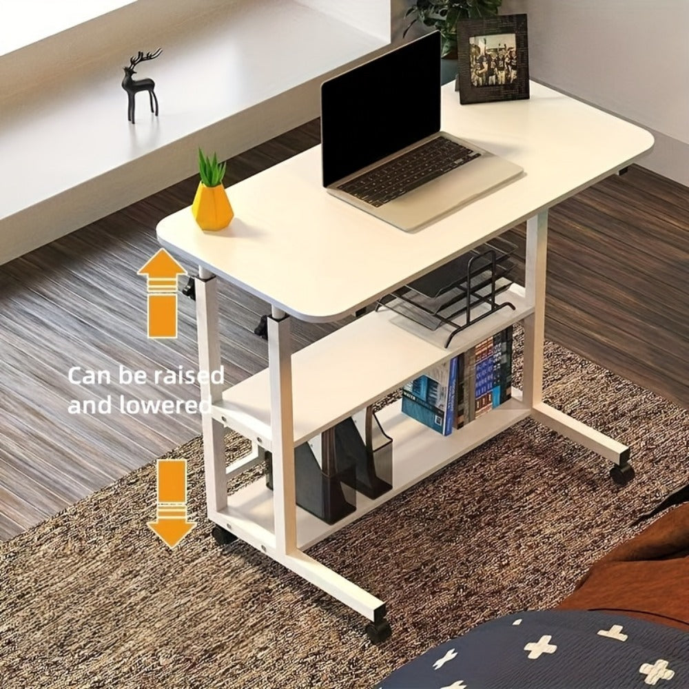 Adjustable Height Mobile Laptop Desk on Wheels with Storage, Rolling Standing Desk for Students Home Office Bedroom Small Spaces, Portable Wheeled Laptop Table in Multiple Styles