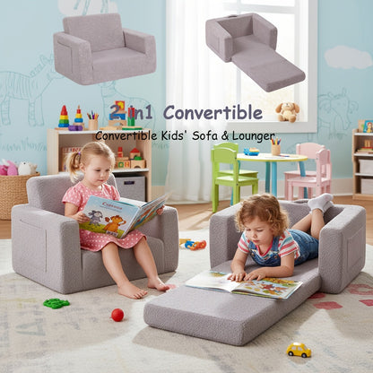 Tiita Kids' Convertible Couch, Sofa Bed Chairs, 2-In-1 Plush Chair for Children, Folding Sofas That Transform Into Loungers, Cozy Armrest Chair Bed Sofa for Boys Or Girls
