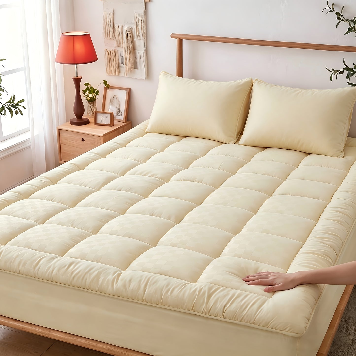 [Plush Machine Washable Topper] Mattress Topper with Overfilled Down Alternative Pillow Top - Baffle Box Design, Plush Support, Machine Washable, Fits 8-21" Deep Pocket Mattresses, Comfort Layer, Luxurious Feel, Durable Polyester
