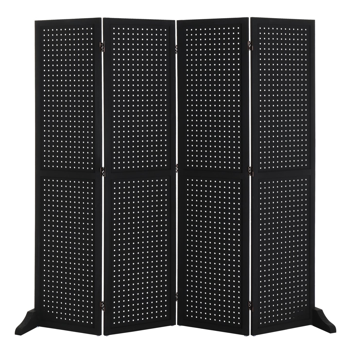 VINGLI Freestanding Pegboard with Support Feet, 5 FT Wood Room Divider Display Board Organizer, Folding Privacy Screen Partition Space Separator for Craft Shows Events Retail