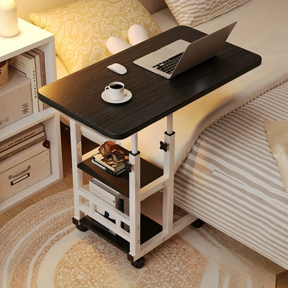 1 Movable Multifunctional Computer Desk, Home Bedroom Bedside Table Computer Desk, Bedroom, Living Room Dormitory, Lazy And Simple Student Writing Desk, Movable And Adjustable Height Laptop Desk, 360 Degree Rotating Wheels, Perfect Birthday Gift.