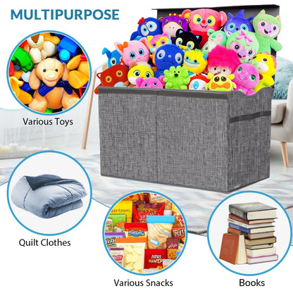 Extra Large Box, Collapsible Sturdy Kids Chest for Boys, Girls, Kids, Storage Organizer Storage Bins with Lids, Box Basket for Living Room, Bedroom, Nursery