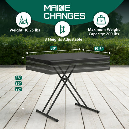 Folding Table with Metal Legs Sturdy Plastic Tabletop Easy Clean for Camping Outdoor Events Family Meals Indoor 2.5FT 4FT 5FT 6FT Black White Pink Khaki