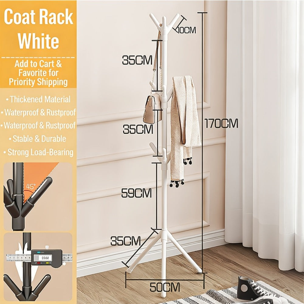 Metal Coat Rack Stand with 9 Hooks, Freestanding Entryway Coat Hanger for Clothes Hats Bags Jackets Umbrellas, Heavy Duty Upgraded Hall Tree Organizer for Bedroom Living Room Home Office
