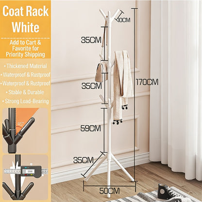Metal Coat Rack Stand with 9 Hooks, Freestanding Entryway Coat Hanger for Clothes Hats Bags Jackets Umbrellas, Heavy Duty Upgraded Hall Tree Organizer for Bedroom Living Room Home Office