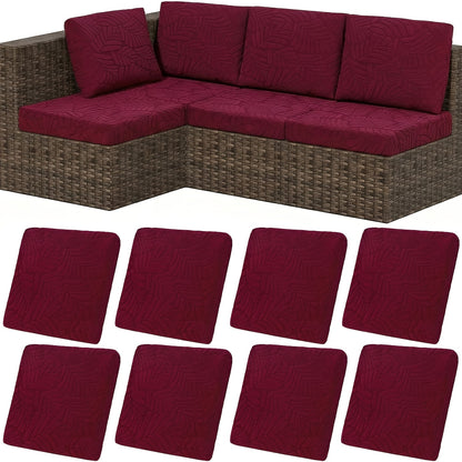 [Waterproof Cushion Covers] Outdoor Patio Cushion Covers Set of 8/10 Waterproof Stretch Seat Cushion Cover for Patio Furniture Outdoor Sofa Cushion Cover Replacement Couch Slipcovers Chair Seat Cover