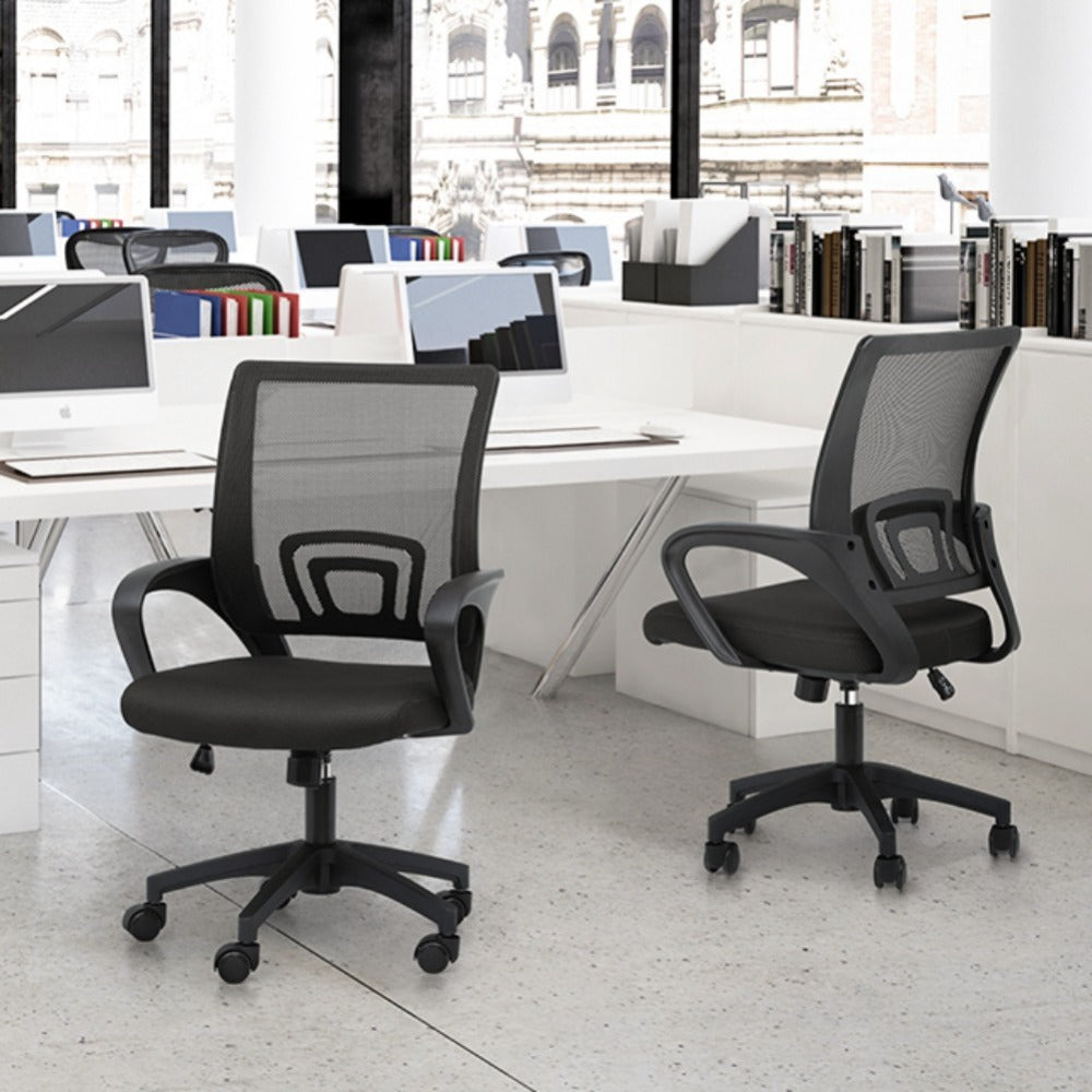 Ergonomic Office Chair Mid-Back Mesh Swivel Desk Chair with Lumbar Support Adjustable Height Sponge Seat Rolling Wheels, 300 lbs Capacity, 6 Colors, 1 or 2 Pack