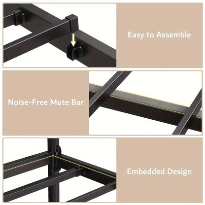 Valnase Metal Bed Frame, Platform Bed Frame with Faux Leather Headboard, Heavy-Duty Thicker Metal Steel Slats Support, 12'' Under-Bed Space, Easy Assembly