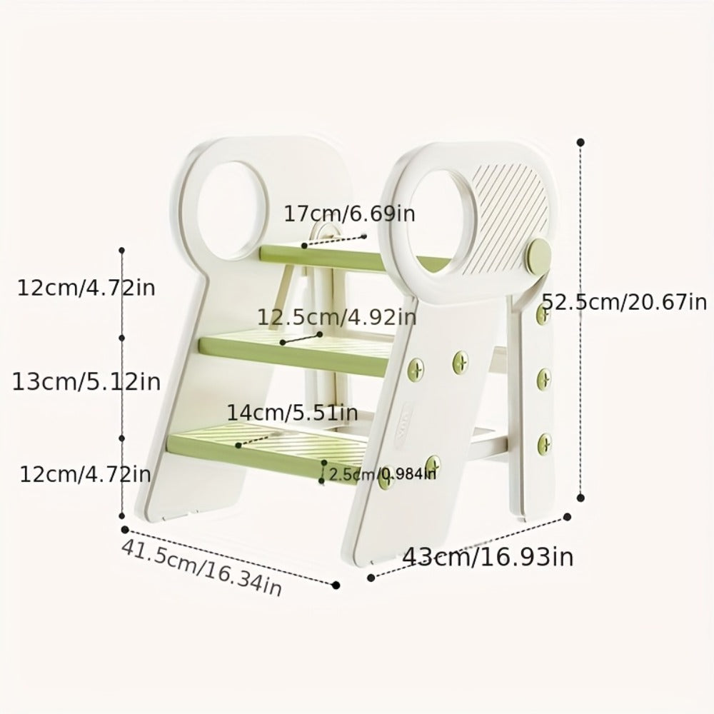 Kids Step Stool for Bathroom Sink Kitchen Counter, Adjustable 3 Step Stool for Toddler Toilet Potty Training Toilet Stool with Handles, Non-Slip Kids Step Ladder Learning Helper Tower