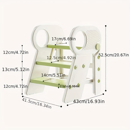 Kids Step Stool for Bathroom Sink Kitchen Counter, Adjustable 3 Step Stool for Toddler Toilet Potty Training Toilet Stool with Handles, Non-Slip Kids Step Ladder Learning Helper Tower