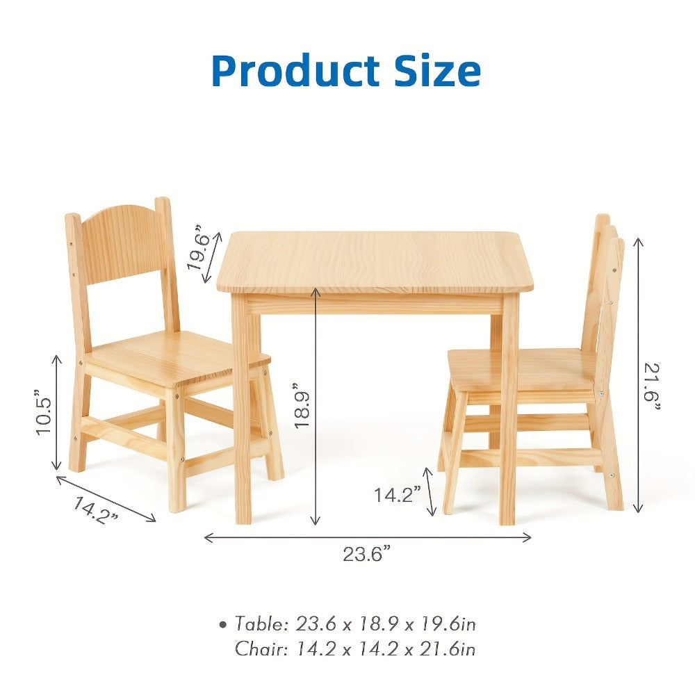 Solid Wood Toddler Table and Chair Set Ergonomic Kids Activity Table for Arts Crafts Reading Preschool Playroom Kindergarten Children Gift