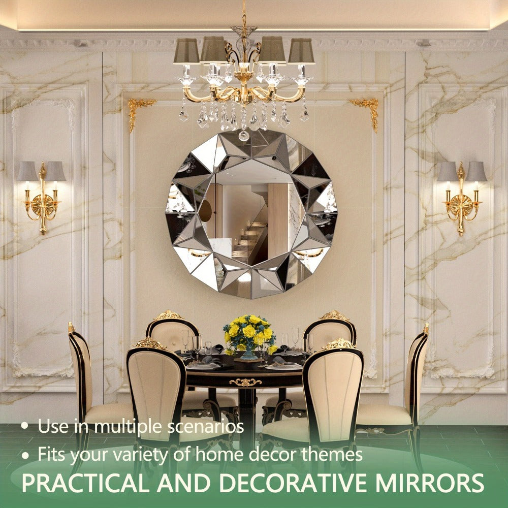 32 Inch Round Bathroom Mirror Frameless Beveled Edge Wall Mount - Large Circle Mirror for Bathroom Living Room Bedroom Home Decor Modern Design