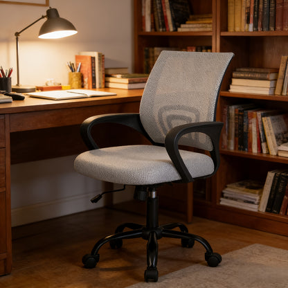 Office Desk Chair with Lumbar Support And Rocking Mode, Height Adjustable with Fixed Armrest for Computer, Gaming, Conference, Meeting Room, 360° Swivel