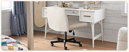 Criss Cross Chair with Wheels, Fabric Padded Armless Cross Legged Office Desk Chair for Home Office, Modern Swivel Height Adjustable Wide Seat Computer Task Vanity Chair