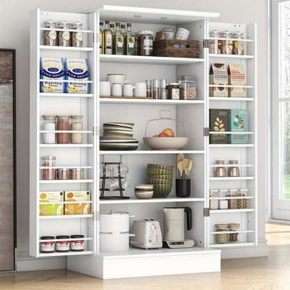 47 Inch Freestanding Pantry Cabinet with Adjustable Shelves - Kitchen Storage Cabinet Buffet Sideboard for Dining Room and Living Room