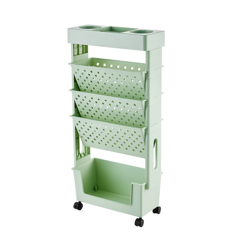 Mobile Multi-Tier Bookshelf Storage Unit for Organizing Student Materials Beside Desks at Home Or in Classrooms